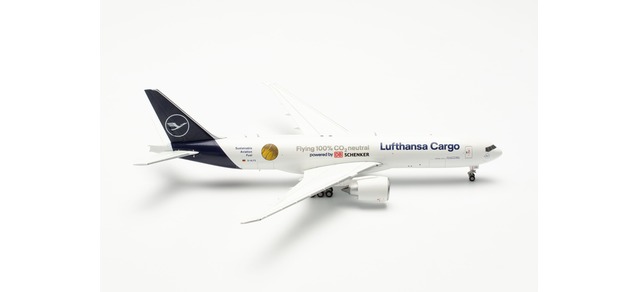 Lufthansa Cargo Boeing 777F 1:400 "Sustainable Fuel - Powered by DB Schenker" "Annyeonghaseyo, Korea" Registration D-ALFG